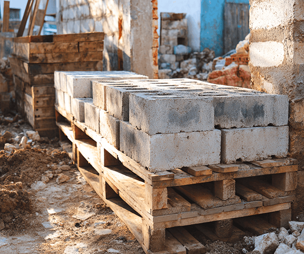 Cement blocks used in a commercial building